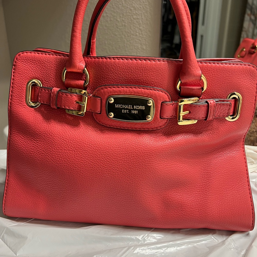 Michael Kors Red Satchel with Gold Hardware